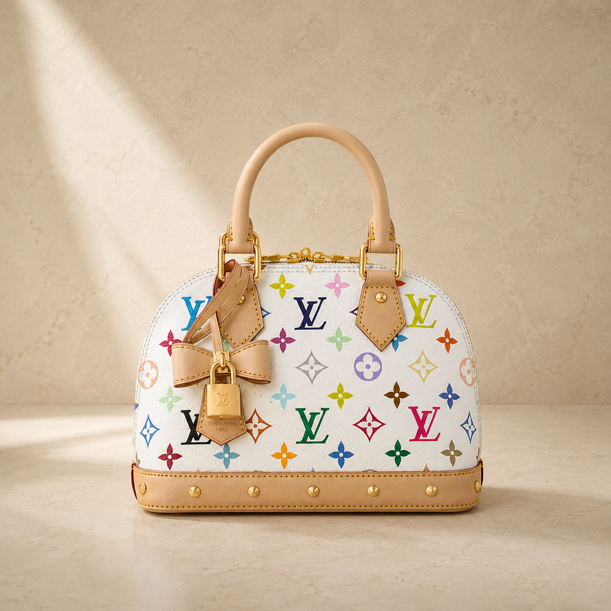 Louis Vuitton x Takashi Murakami Alma PM Multicolor White