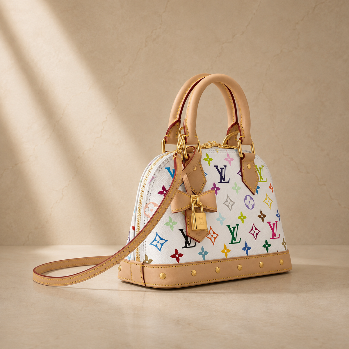 Louis Vuitton x Takashi Murakami Alma PM Multicolor White