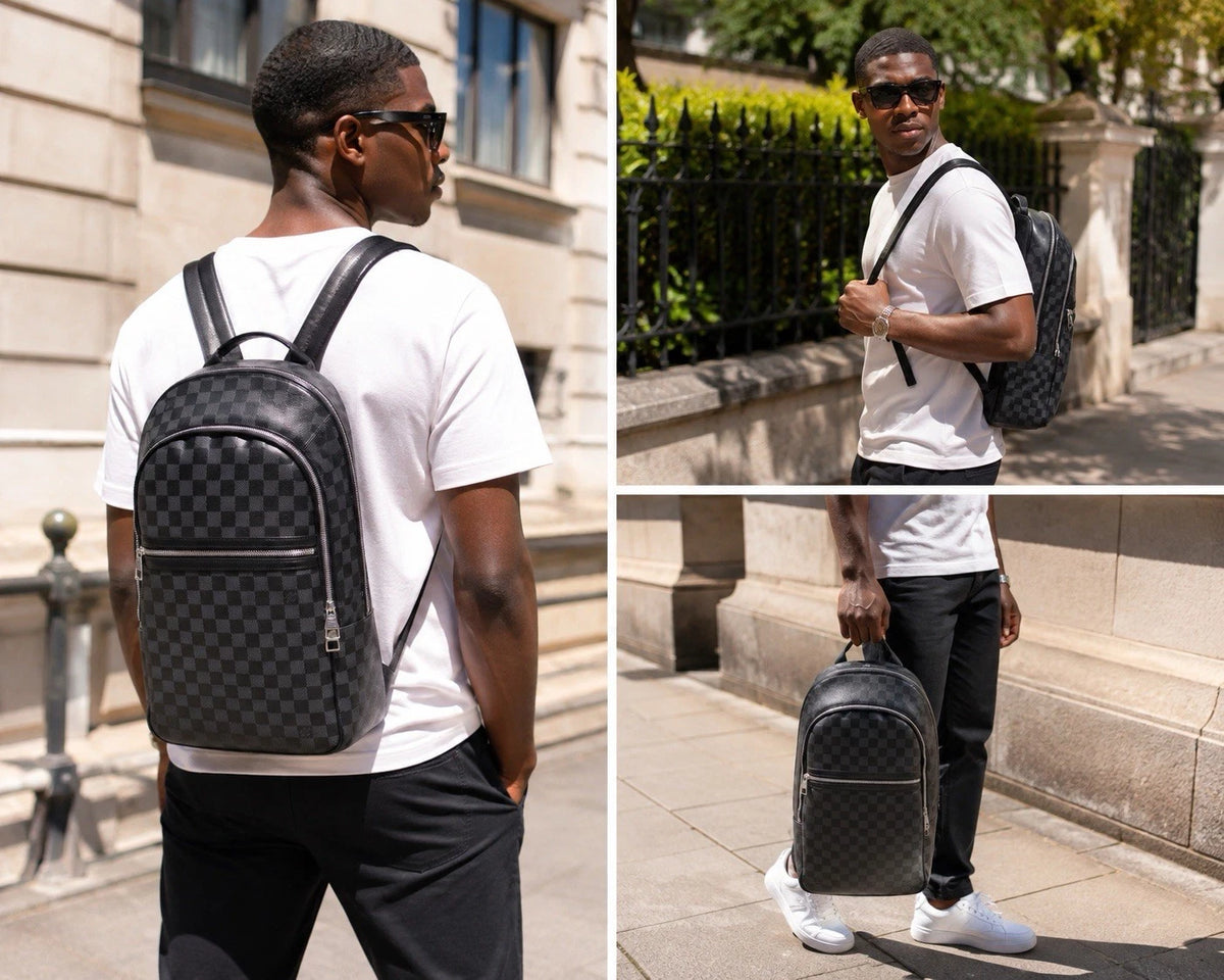 Louis Vuitton Michael NM Damier Graphite Leather Checked Backpack Black/Grey