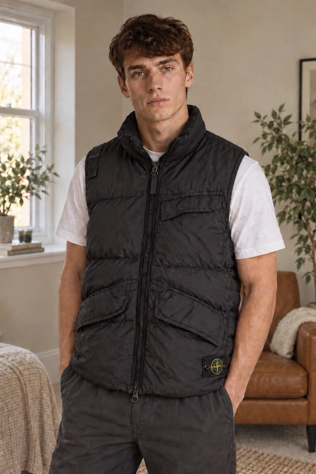 Stone Island Crinkle Reps R-NY Down Gilet – Black – Size Medium