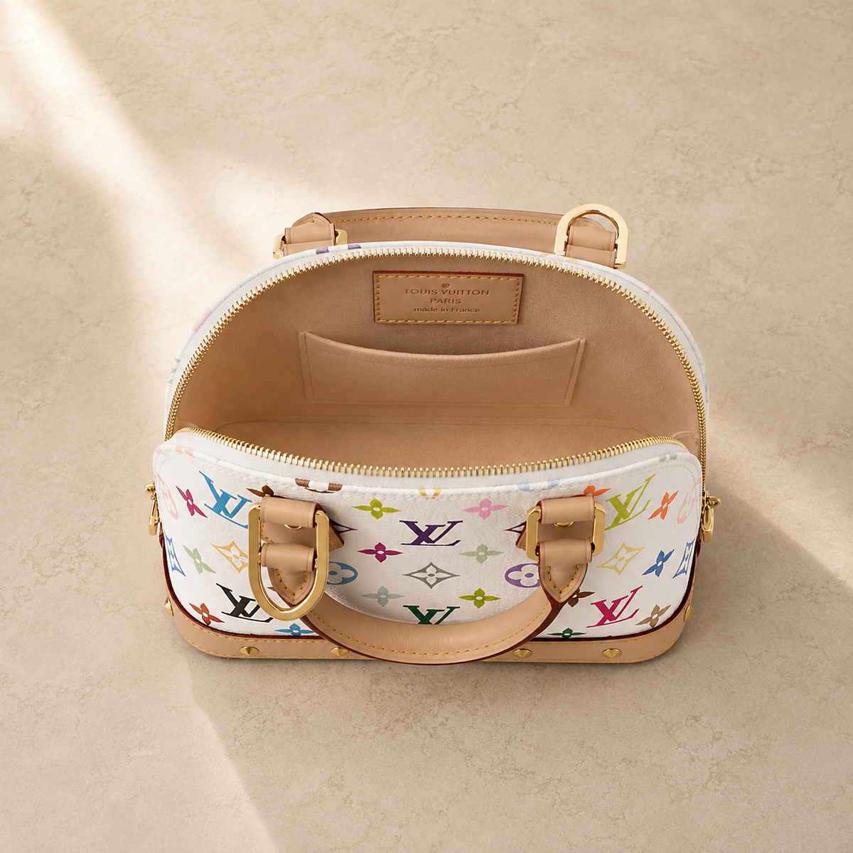 Louis Vuitton x Takashi Murakami Alma PM Multicolor White