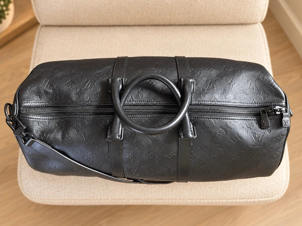 Louis Vuitton Keepall 50 bandouliere black monogram shadow leather