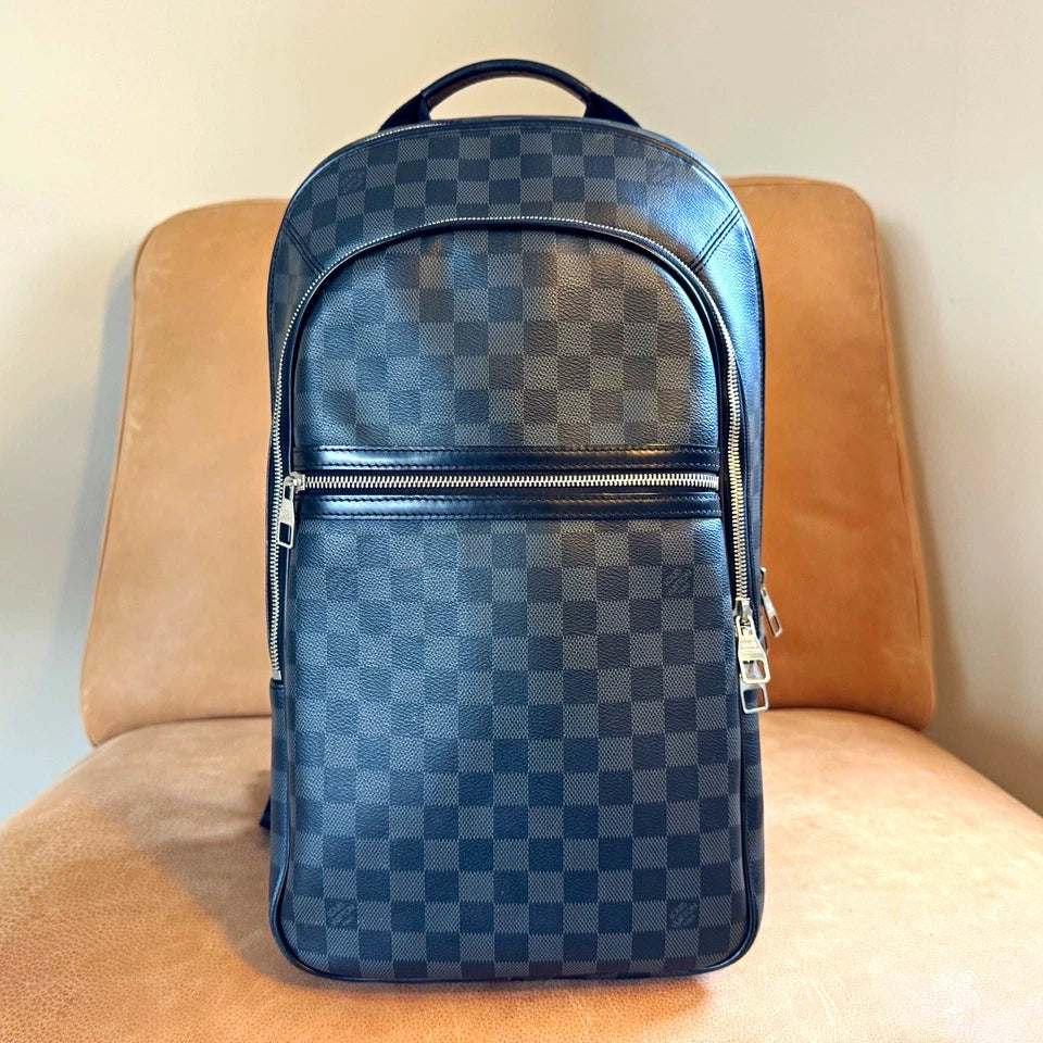 Louis Vuitton Michael NM Damier Graphite Leather Checked Backpack Black/Grey